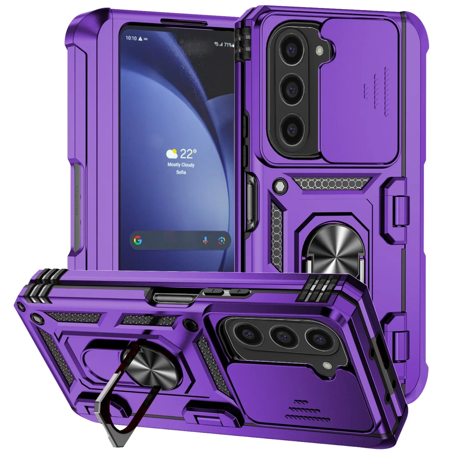 360° Protection Slide Camera Lens Armor Case with Ring Holder for Samsung Galaxy Z Fold 6