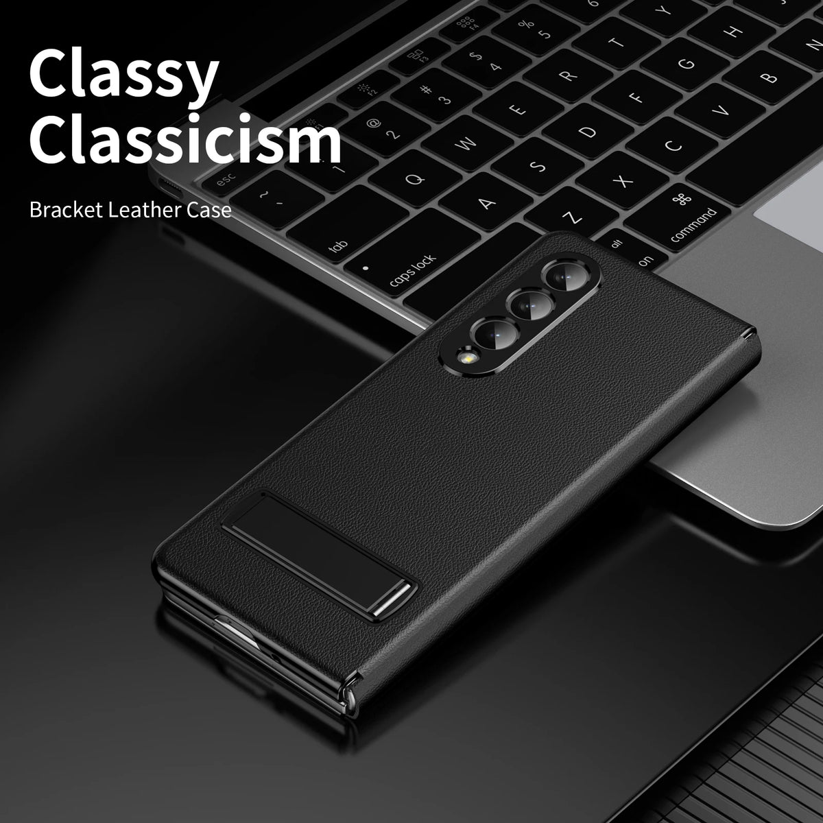 Textured Flip Case with Folding Metal Bracket Kickstand for Samsung Galaxy Z Fold 7