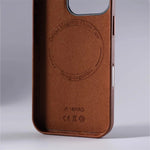 Luxury Business Retro Leather MagSafe Case with Alloy Lens for iPhone 16 Series