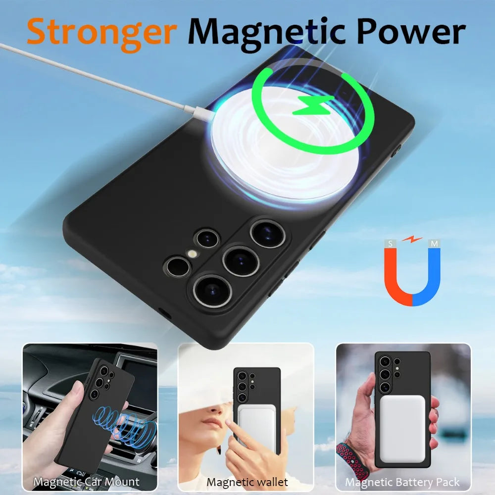 Magnetic Protective Silicone Cover for Samsung Galaxy S24 Series