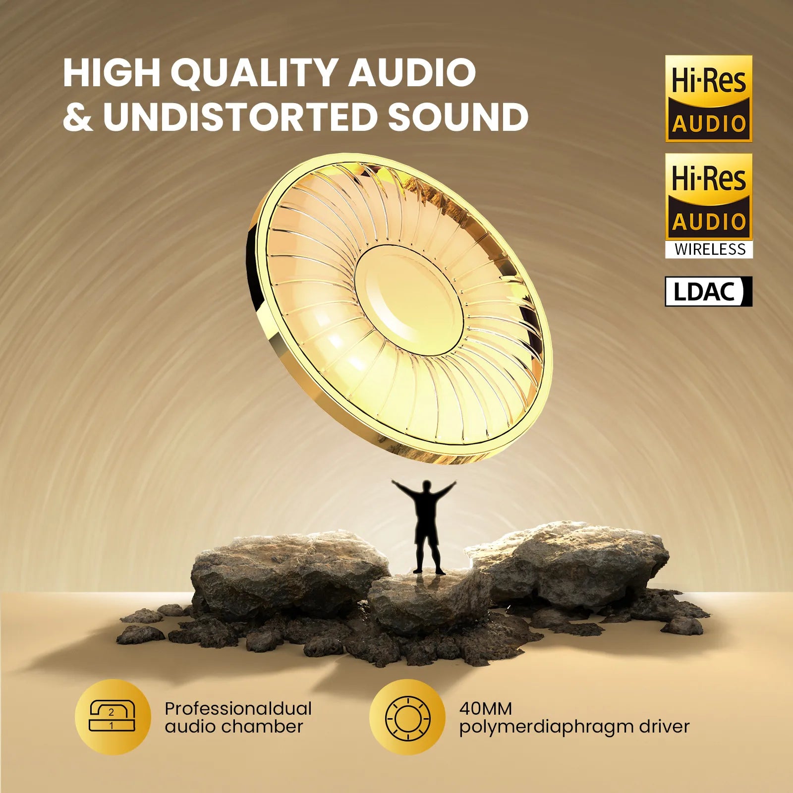 OneOdio A5 Bluetooth 5.4 Headphones with 43dB Hybrid Active Noise Cancelling