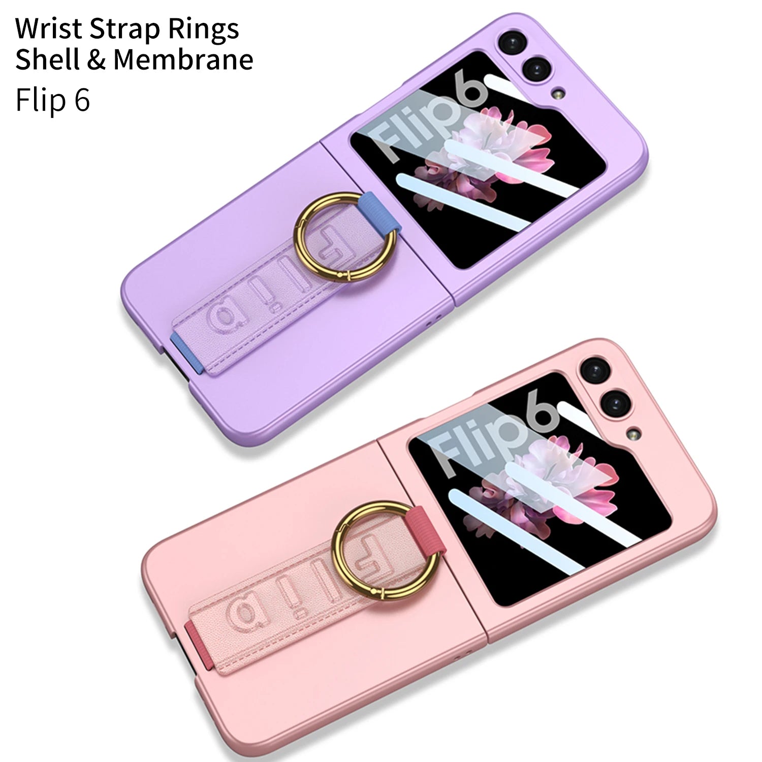 Shockproof Hard PC Case with Wrist Strap Ring for Samsung Galaxy Z Flip 6