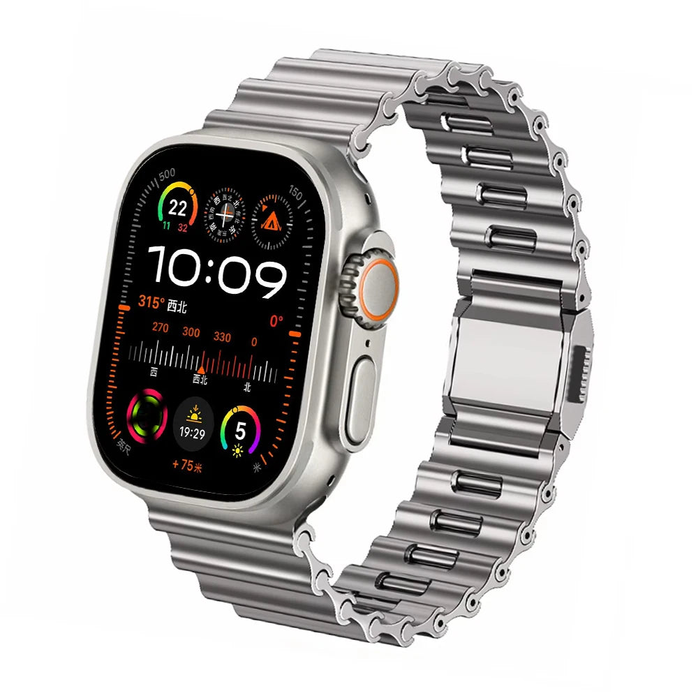 Premium Ocean-Style Stainless Steel Strap for Apple Watch