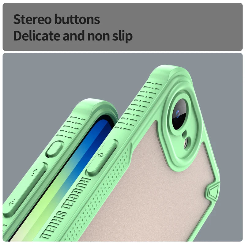 iPhone 16e Scratch-Proof Hard PC + Soft TPU Border Translucent Matte Case