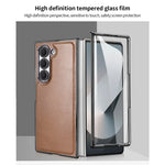 Samsung Galaxy Z Fold 6 Hard Shell Leather Case with Built-in Screen Protector