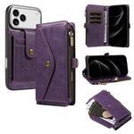 Textured Leather Detachable Wallet Case with Crossbody Strap for iPhone 18 Series