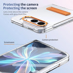Transparent Kickstand Case with Tempered Glass Screen Protector for iPhone Duo