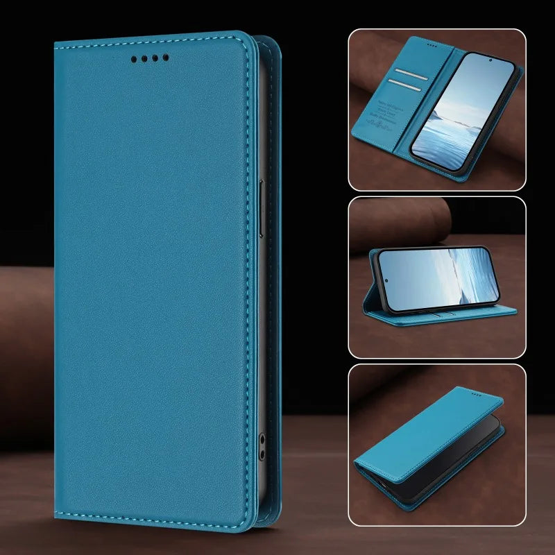 Samsung Galaxy S26 Series Leather Wallet Cover with Magnetic Closure