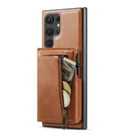 Grain Leather Detachable Magnetic Card Holder Case with Kickstand for Samsung Galaxy S23 Series