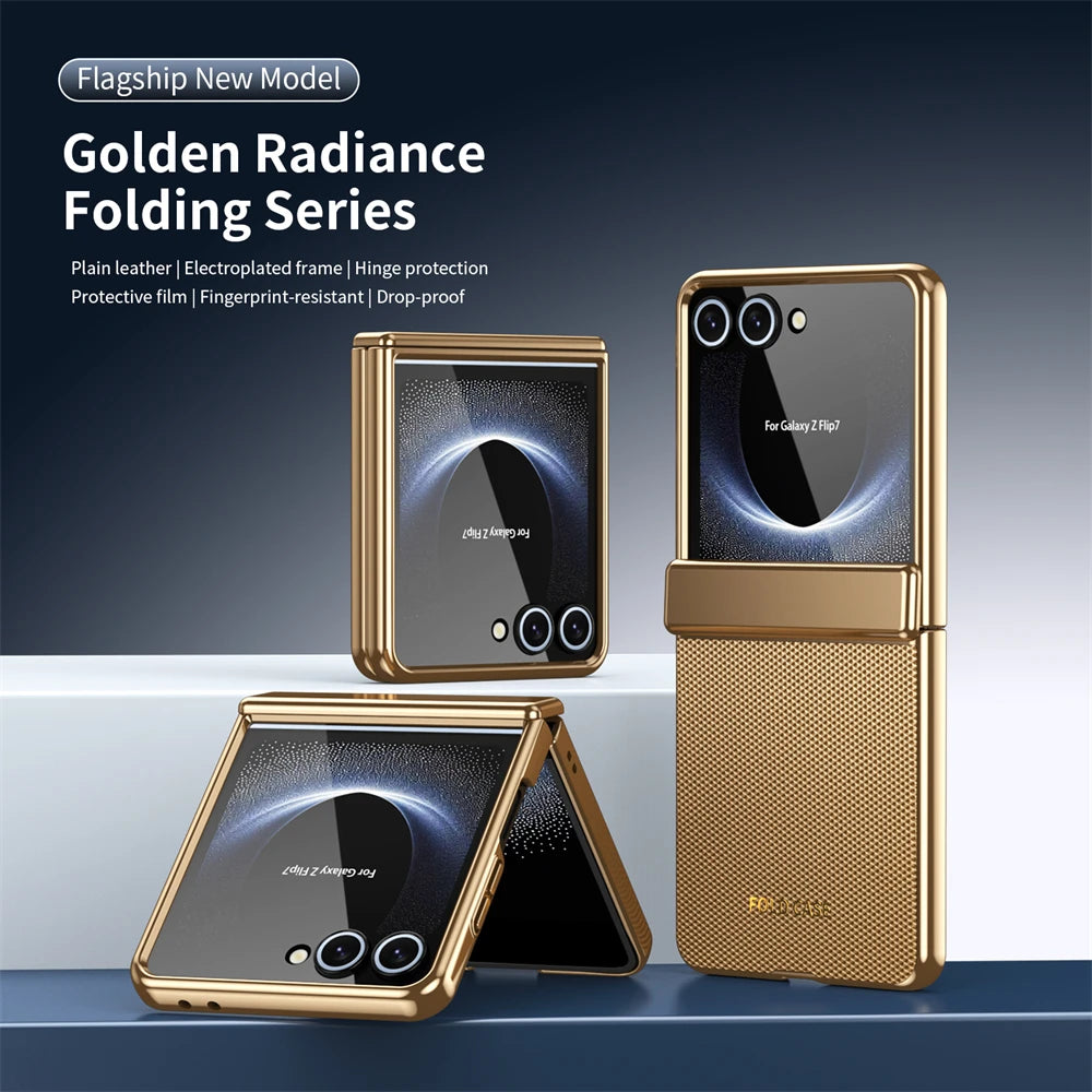Luxury Diamond Pattern Leather Case with Screen Protector for Samsung Galaxy Z Flip 8