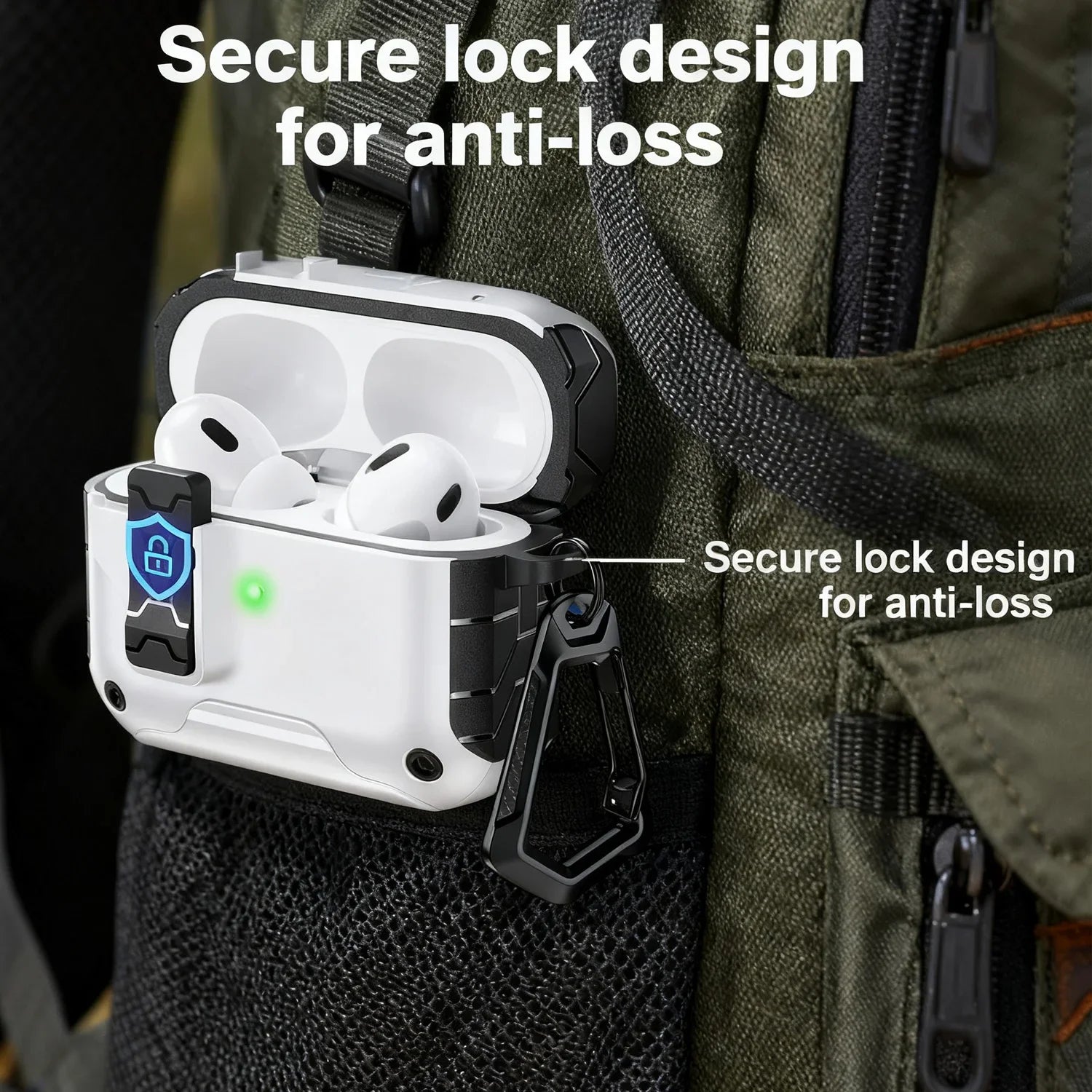AirPods Pro 3 Case with Secure Lock and Phone Stand