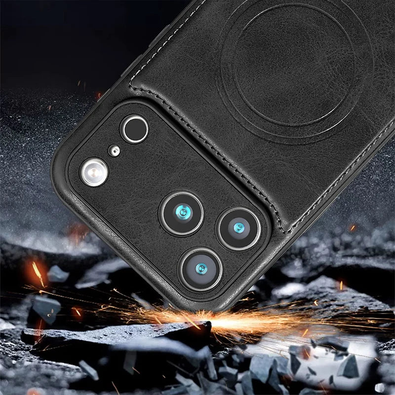 Shockproof Leather MagSafe Case for iPhone 17 Series