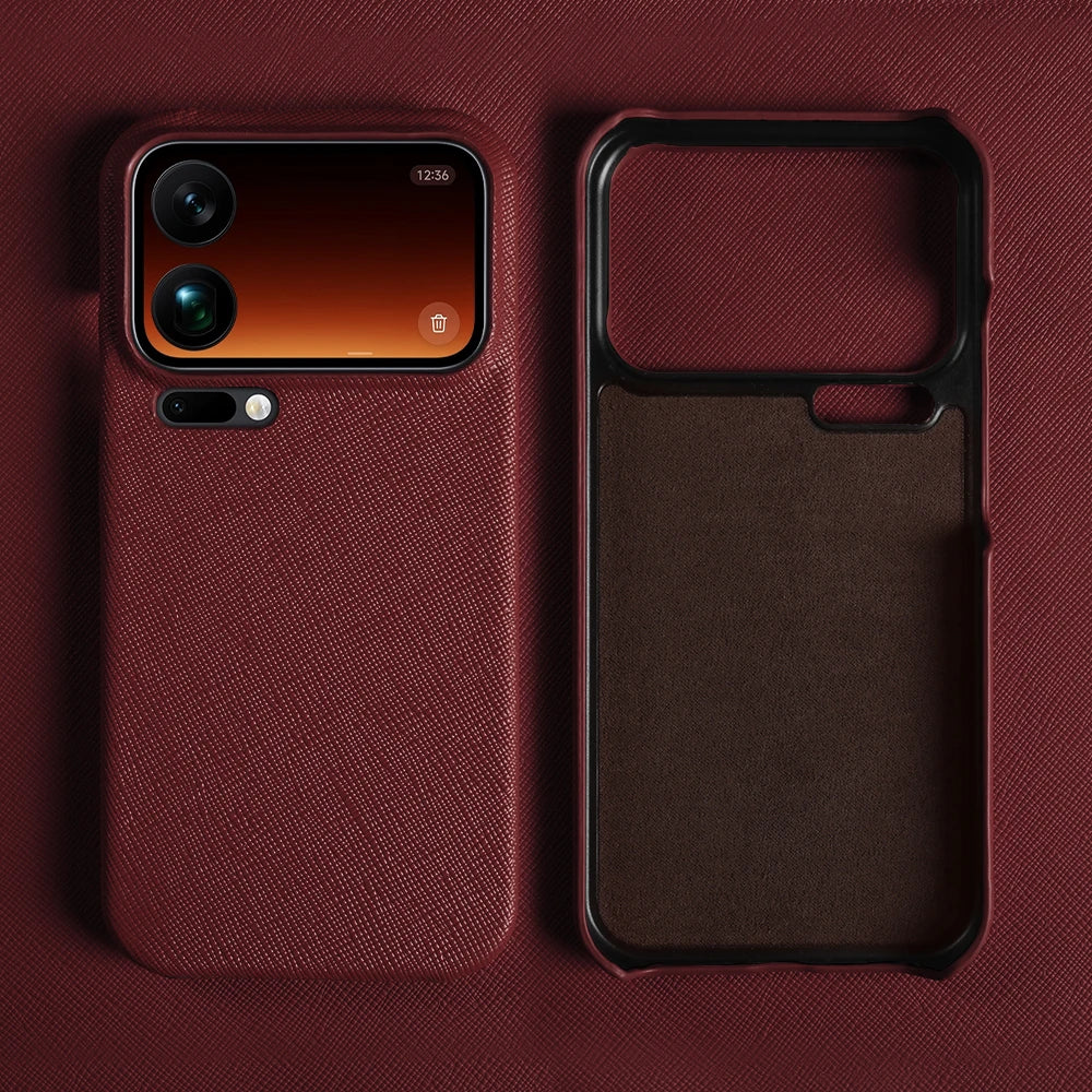 Genuine Leather Case with Raised Camera Protection for Xiaomi 18 Series