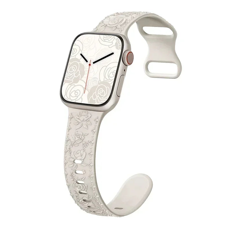 Floral Rose Engraved Bracelet Strap for Apple Watch