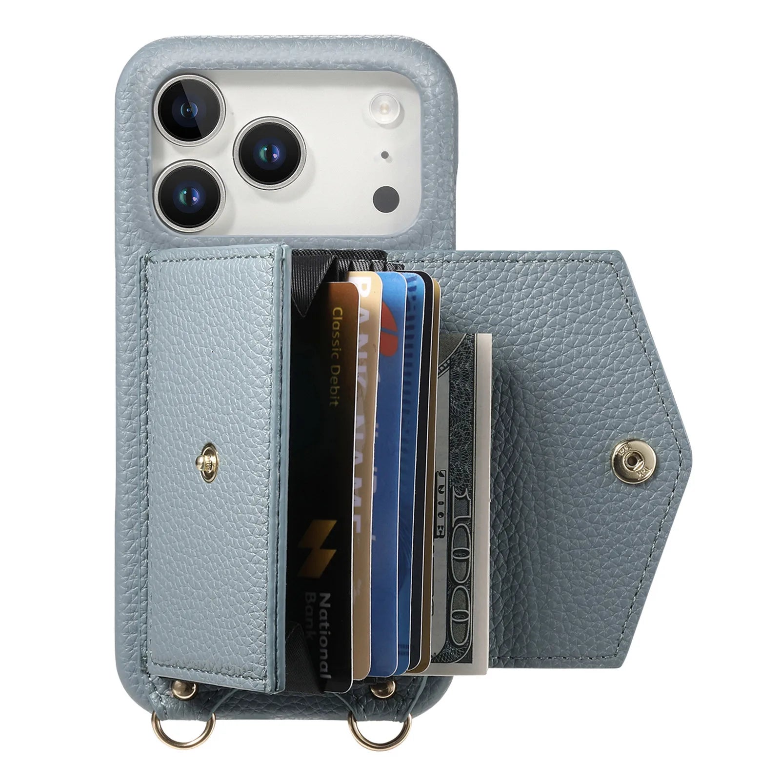 Premium Multi-Functional Leather Wallet Case with Built-In Makeup Mirror & Strap for iPhone 17 Series