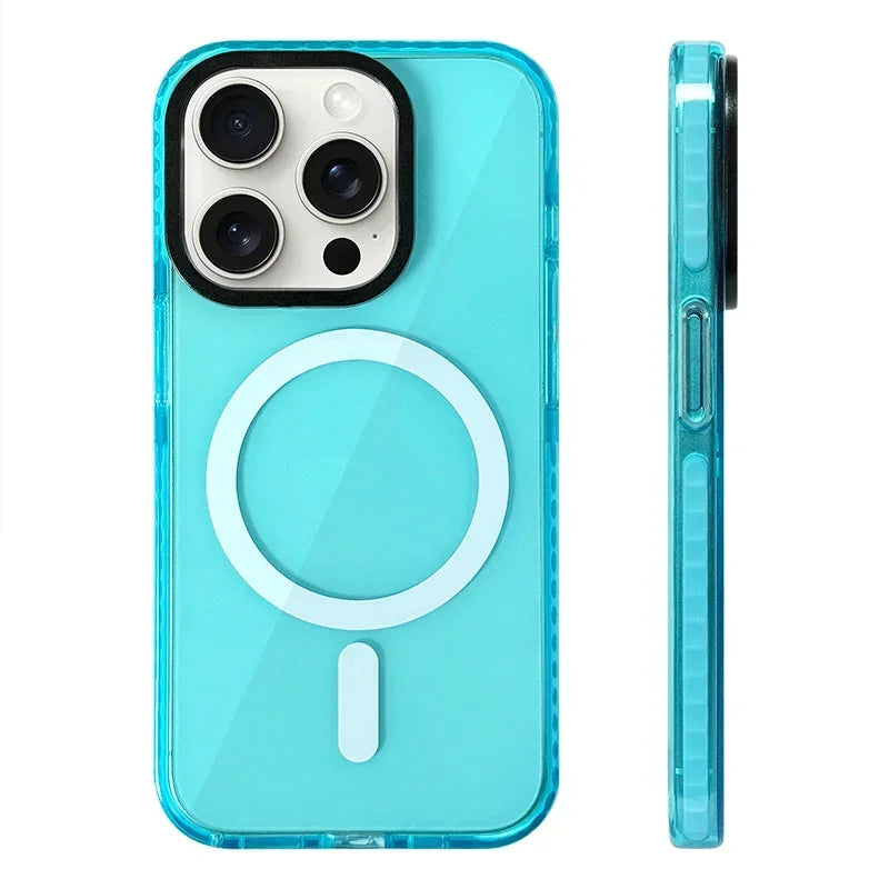 Soft Silicone Transparent Neon Color MagSafe Case for iPhone 16 Series