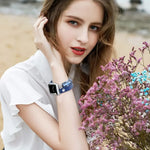 Elastic Leather Beaded Bracelet Strap for Women's Apple Watch