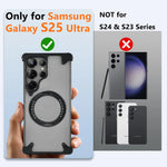 Samsung Galaxy S25 Ultra Shockproof Transparent Magnetic Case with 360° Ring Stand