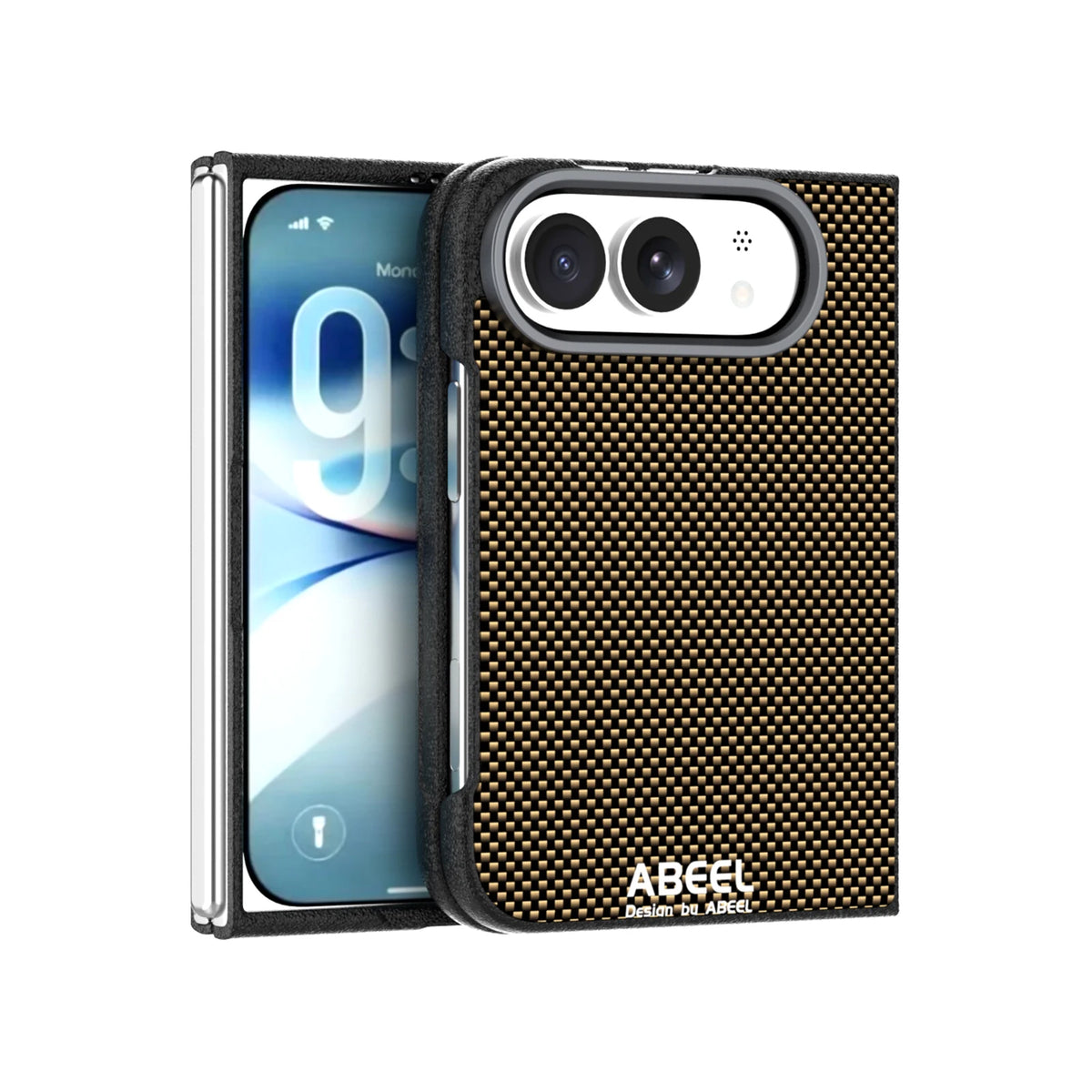 Carbon Weave MagSafe Case with Dual Camera Lens Protection Ring for iPhone Duo