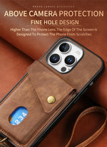 Shockproof Leather Wallet Case with Kickstand & Card Holder for iPhone 16 Series