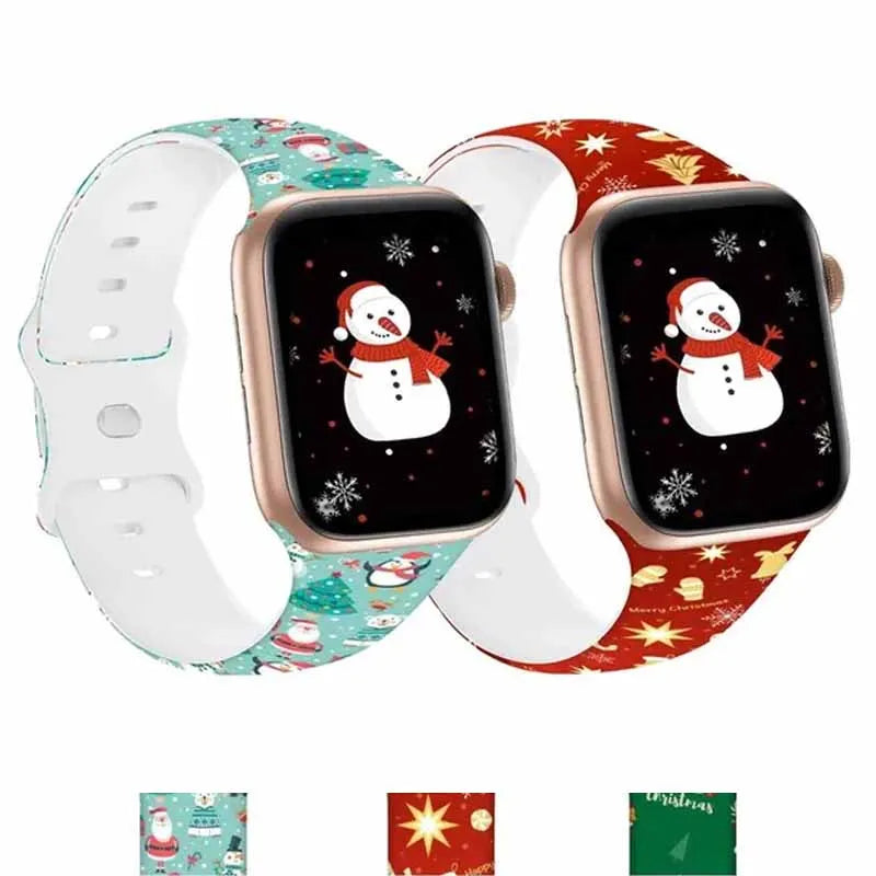 Christmas Printed Silicone Strap for Apple Watch