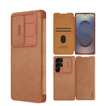 Protective Sliding Camera Leather Flip Case for Samsung Galaxy S25 Series