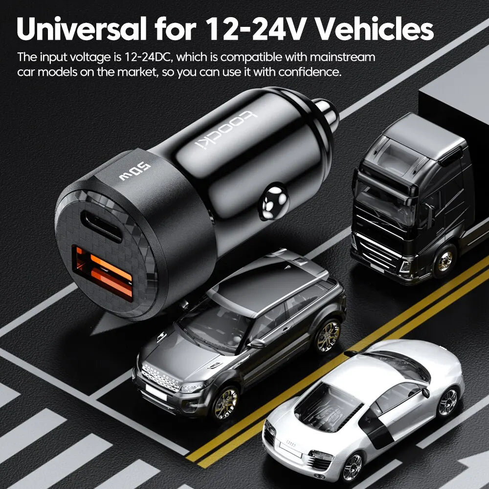 TOOCKI 50W QC PD 3.0 Car Charger