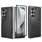 Samsung Galaxy Z Fold 6 Hard Shell Leather Case with Built-in Screen Protector