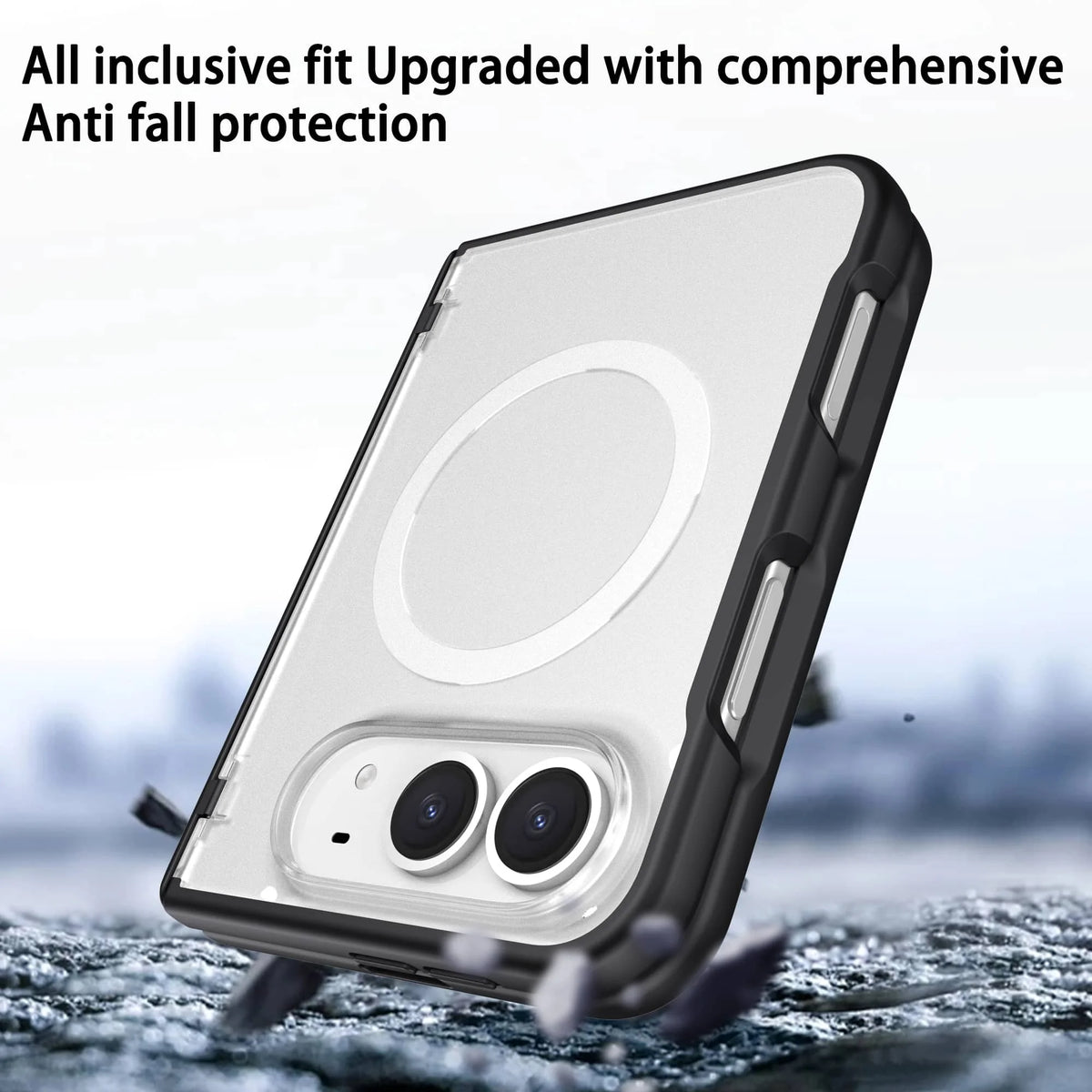 Shockproof Foldable Case with Built-in Tempered Glass Screen Protector for iPhone Duo