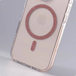 Transparent Frosted MagSafe Case with Oval Glitter Ring for iPhone 16 Series