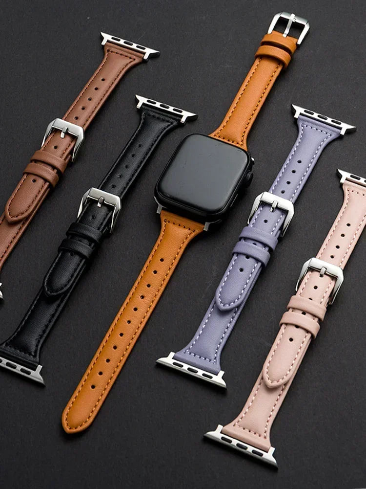 Premium Slim Leather Replacement Strap for Apple Watch