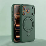 iPhone 17 Series Silicone MagSafe Case with Rotating Ring Holder Stand