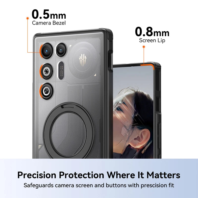 Shockproof Translucent Magnetic Case with Kickstand for ZTE Nubia Red Magic 11 Pro / Pro Plus