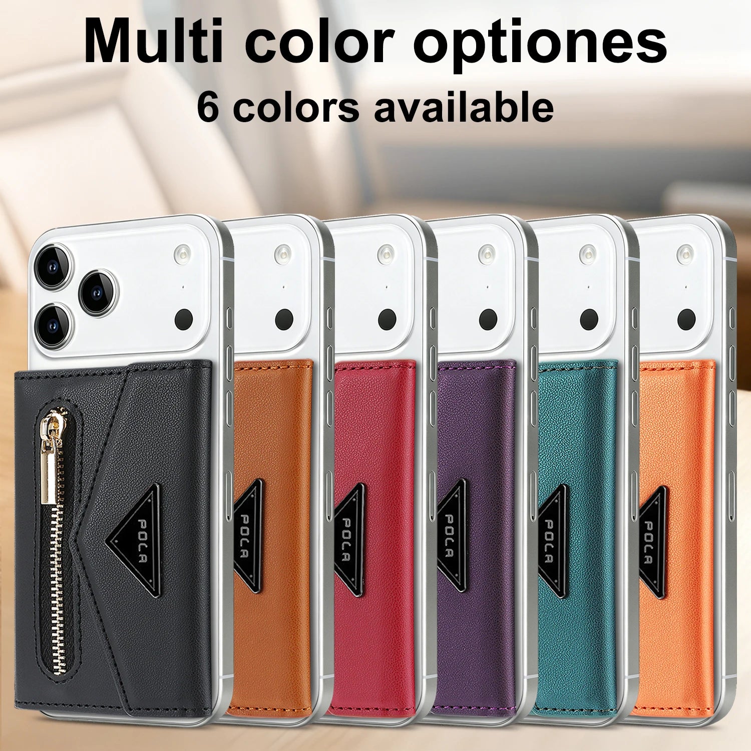Luxury Leather Magnetic Wallet with Card Holder and Kickstand