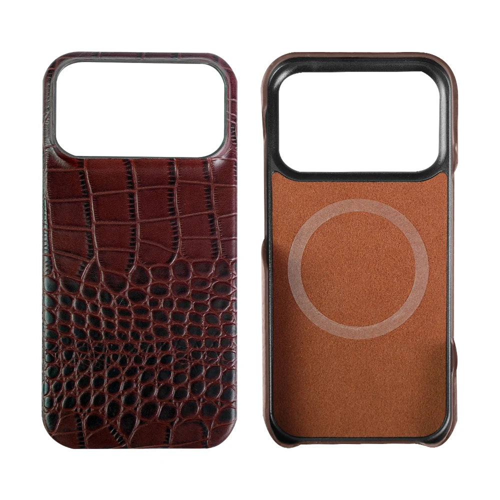 Natural Cowhide Leather MagSafe Case for iPhone 17 Series
