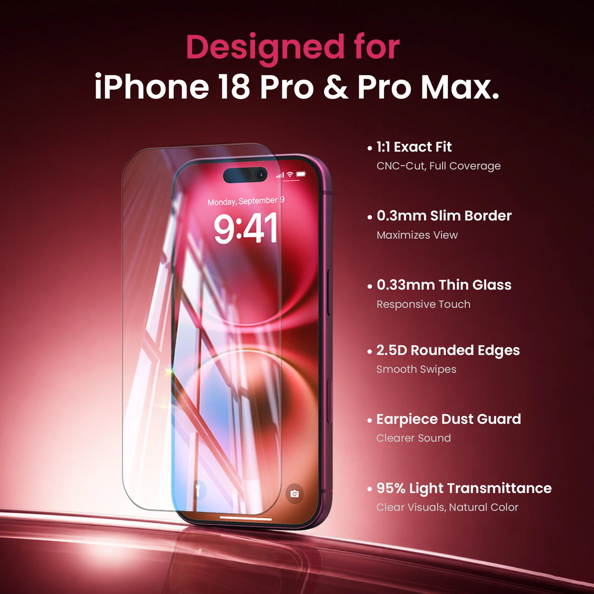 Vention HD Tempered Glass Screen Protector with Auto-Alignment Applicator for iPhone 17 Series