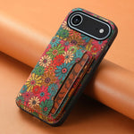 Floral Shockproof Leather Case with Card Slot for iPhone 17 Series