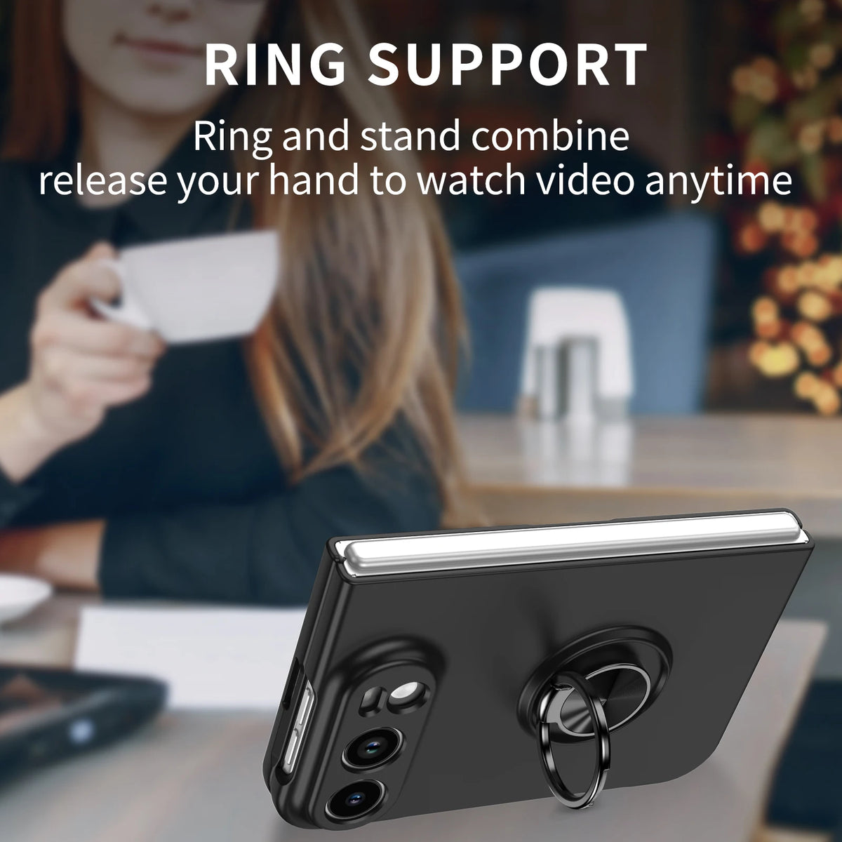 Hard Polycarbonate Case with Dual Rotating Ring Holders for iPhone Duo