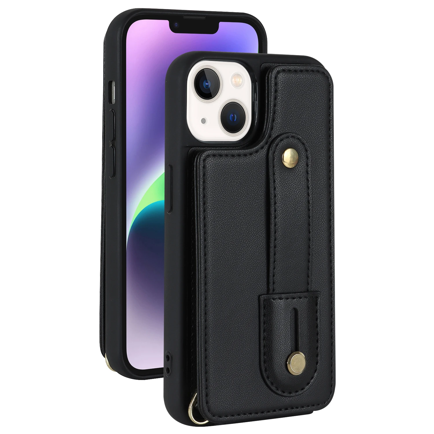 Crossbody Wristband Wallet Leather Card Slot Case for iPhone 15 Series