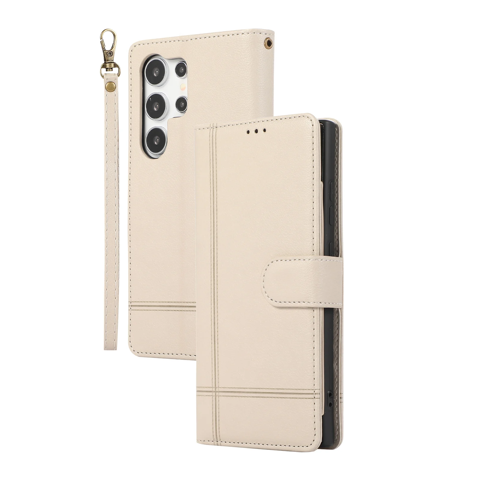 Crossbody Mirror Card Slot Wallet Leather Case for Samsung Galaxy S24 Series