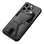 Slim Carbon Fiber Leather Wallet Flip Case with Card Holder for iPhone 14 Series