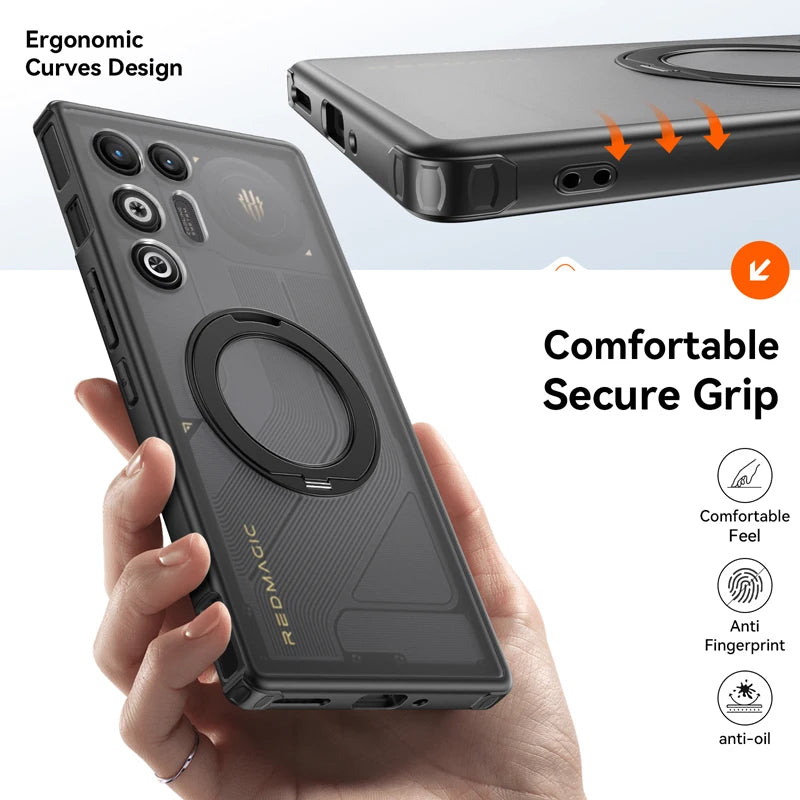 Shockproof Translucent Magnetic Case with Kickstand for ZTE Nubia Red Magic 11 Pro / Pro Plus