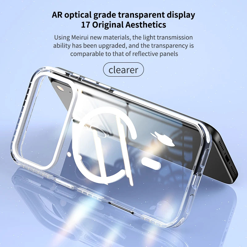 Premium Clear MagSafe Case with Striped Edges for iPhone 17 Series