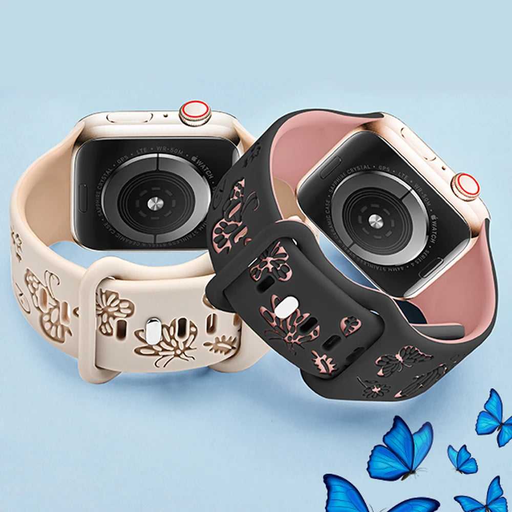 Fashion Engraved Silicone Bands for Apple Watch