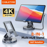 CABLETIME 8-in-1 USB-C Hub Dock with 360° Rotating Stand
