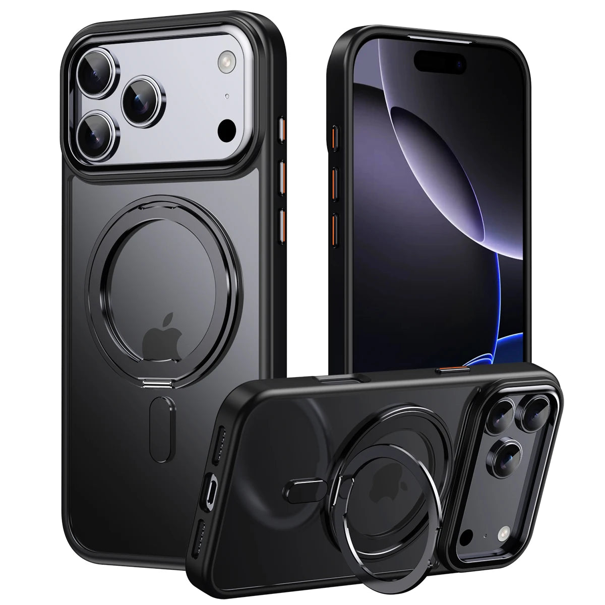MagSafe Compatible Transparent Case with 360° Kickstand for iPhone 17 Series