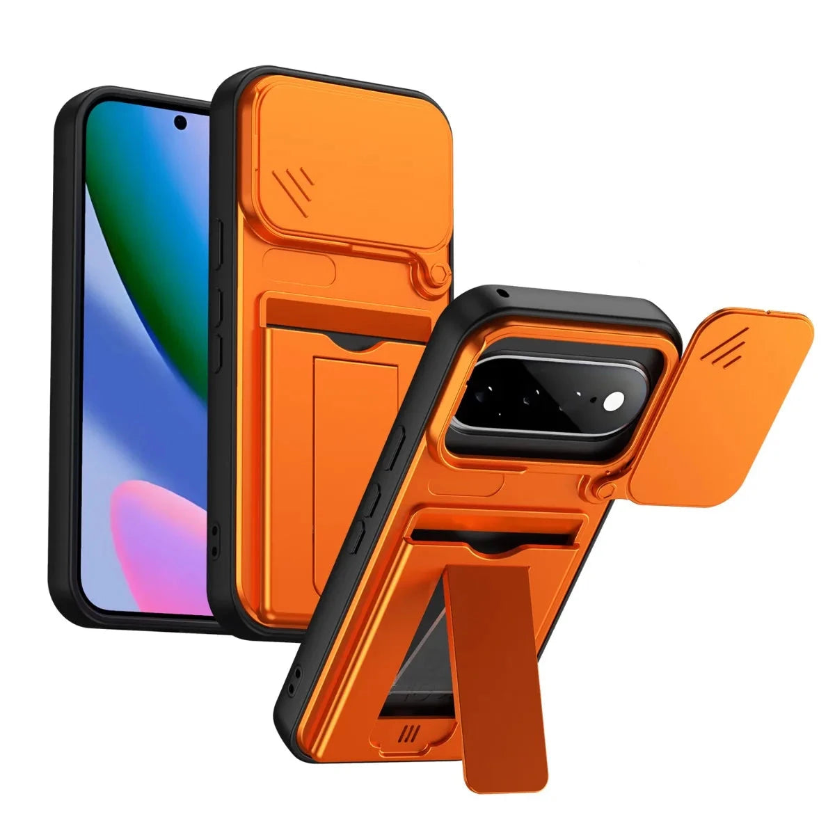 Matte Sliding Lens Protection Case with Fold-Out Kickstand for Google Pixel 11 Series