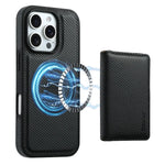 iPhone 15 Series Carbon Fiber Pattern MagSafe Case with Detachable Card Holder