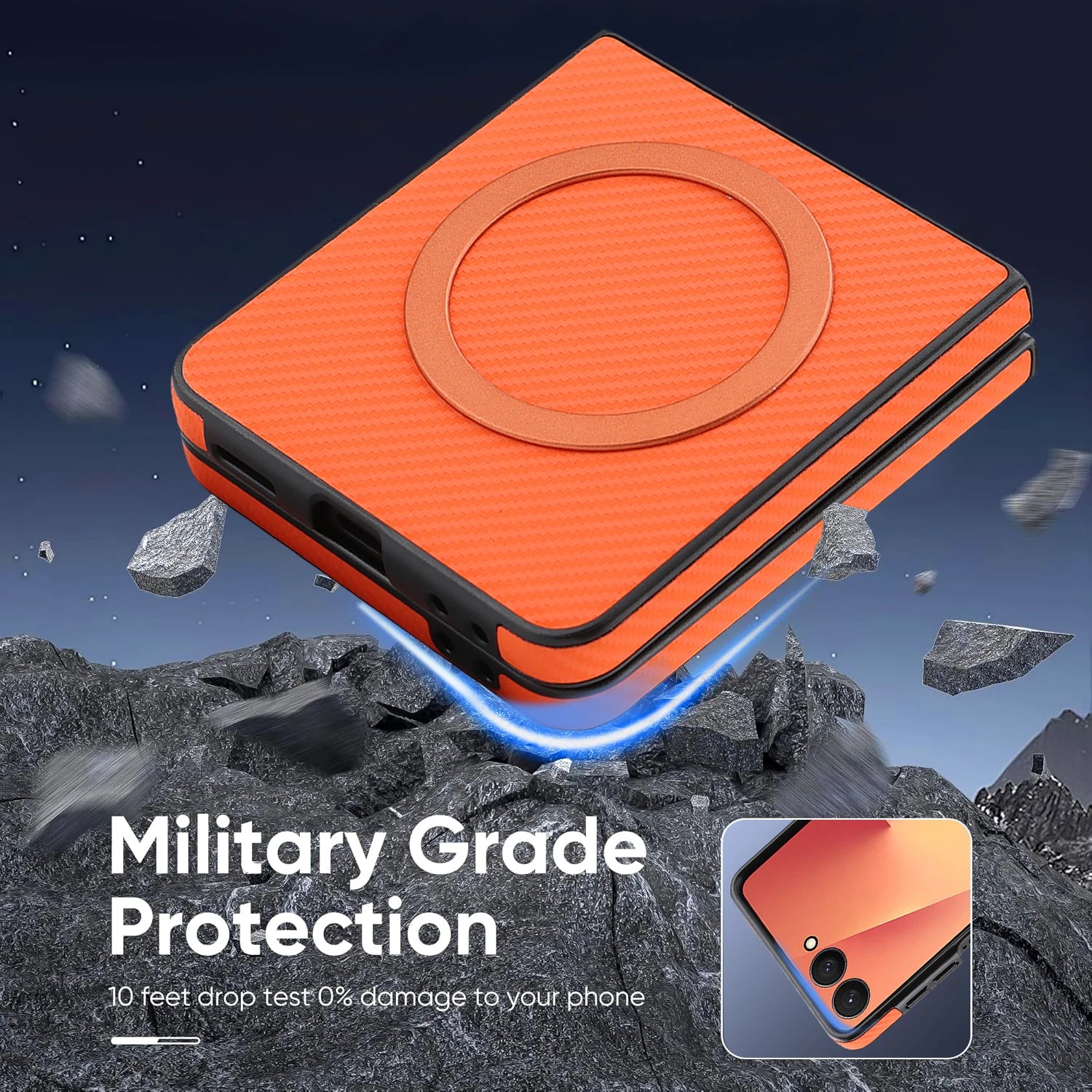 Carbon Fiber Magnetic Leather Case for Samsung Galaxy Z Flip 7