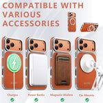 Textured Quilted MagSafe Case with 360° Rotatable Ring Stand for iPhone 17 Series